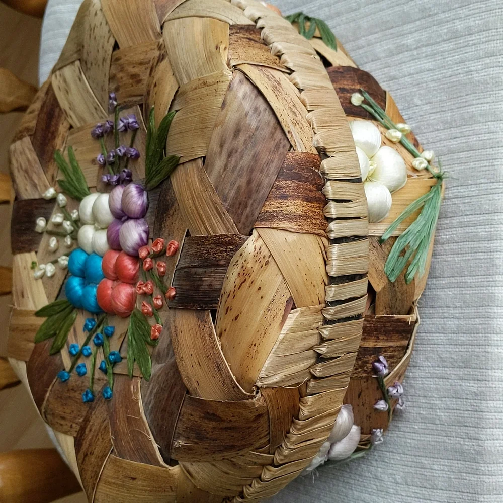 Vintage Floral Woven Tropical Versatile Nature Basket